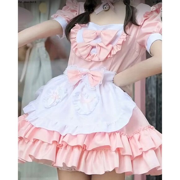 Kawaii Lolita Maid Uniform*Halloween*Ruffle Dress*Cosplay*Anime*Femboy*1X*New - Picture 1 of 3